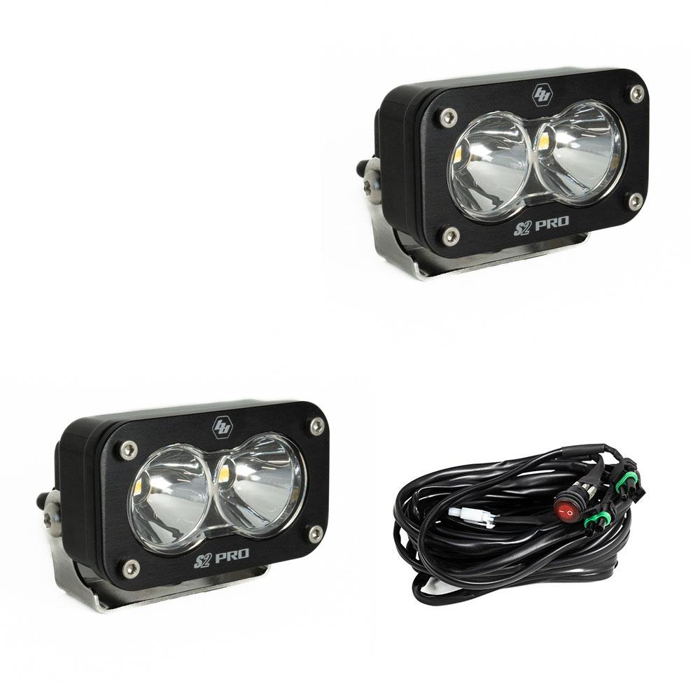 Cubierta de ventilación LED para Toyota Tundra 2022 (negro mate ASA) Baja Designs S2 + Baja Designs S2 PRO Black Light Pod Pair