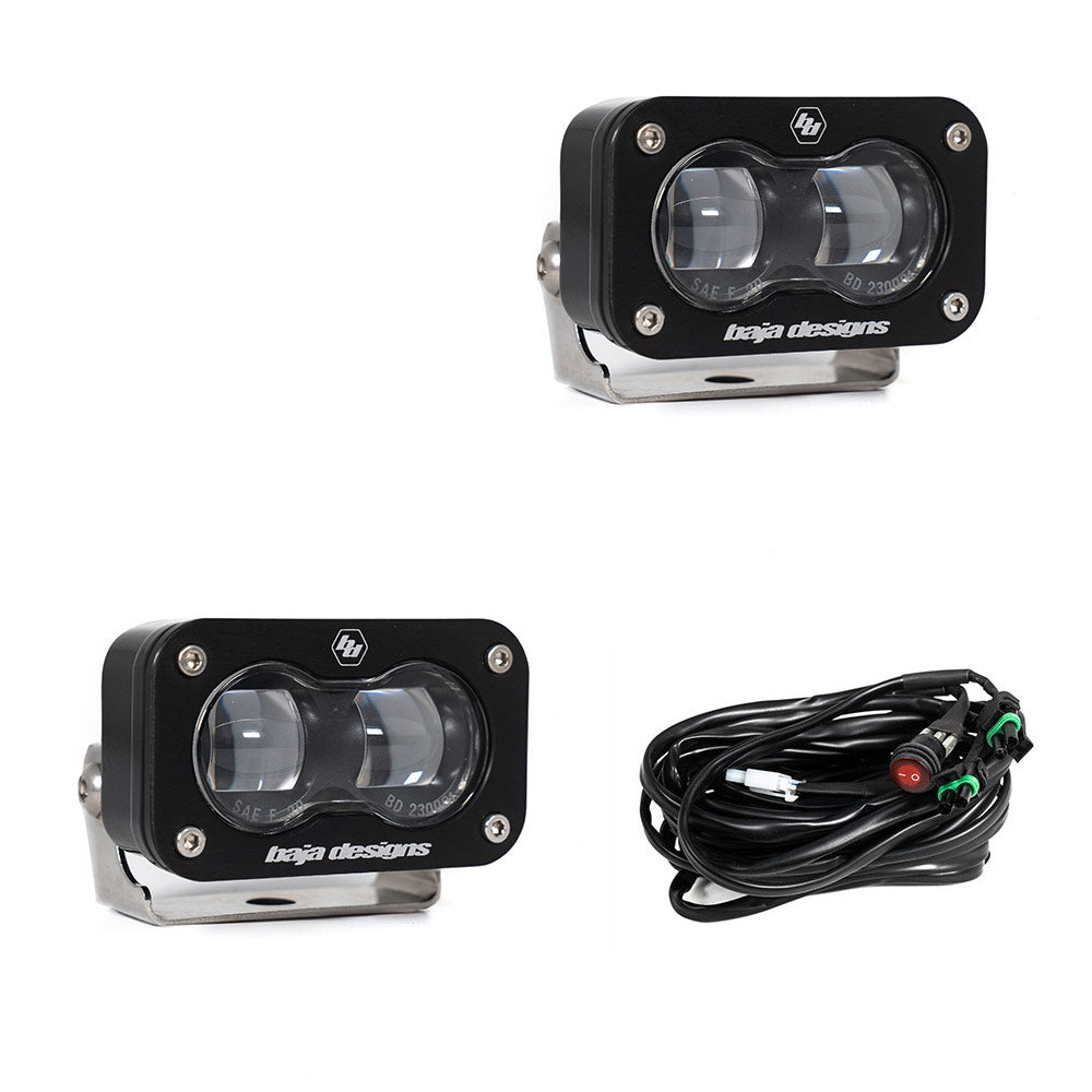 Cubierta de ventilación LED para Toyota Tundra 2022 (negro mate ASA) Baja Designs S2 + Par de luces negras SAE Baja Designs S2