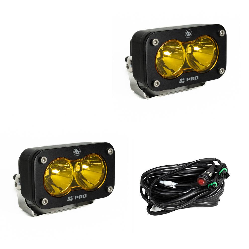 Cubierta de ventilación LED para Toyota Tundra 2022 (negro mate ASA) Baja Designs S2 + Baja Designs S2 PRO Black Light Pod Pair
