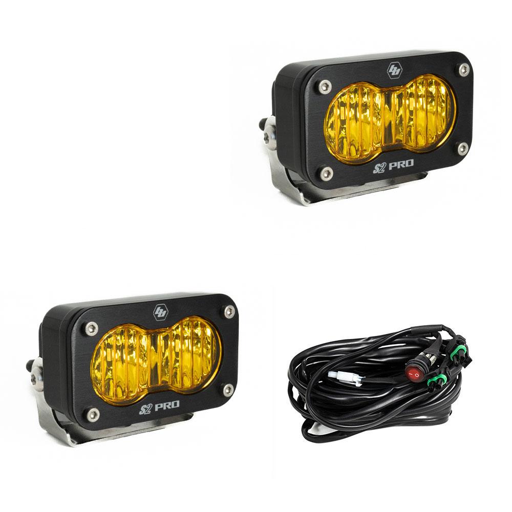 Cubierta de ventilación LED para Toyota Tundra 2022 (negro mate ASA) Baja Designs S2 + Baja Designs S2 PRO Black Light Pod Pair
