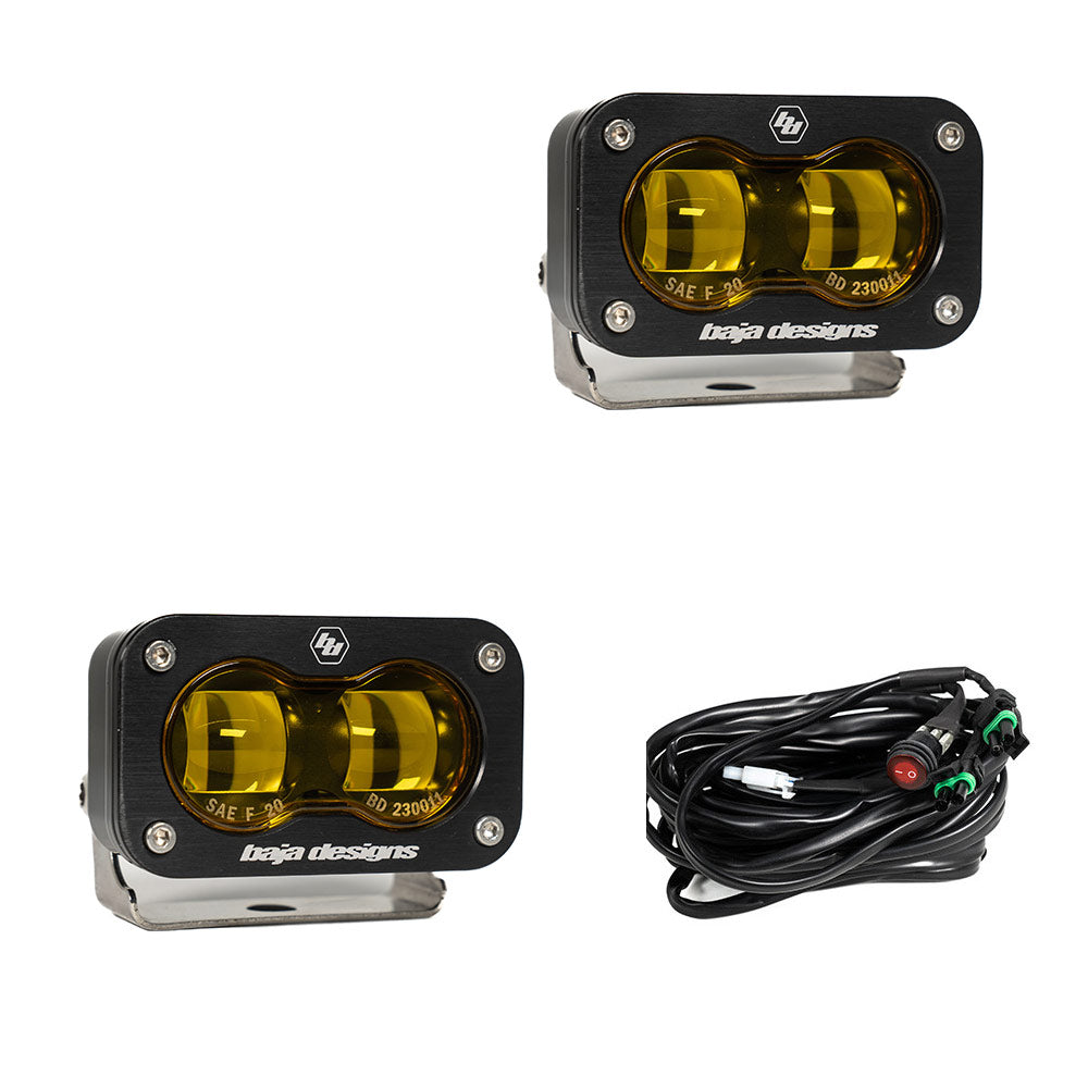 Cubierta de ventilación LED para Toyota Tundra 2022 (negro mate ASA) Baja Designs S2 + Par de luces negras SAE Baja Designs S2