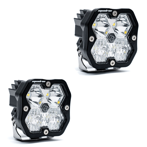 2019-2022 GMC Sierra 1500 Led vent cover (ASA Matte Black) + Baja Designs Squadron Sport 2.0