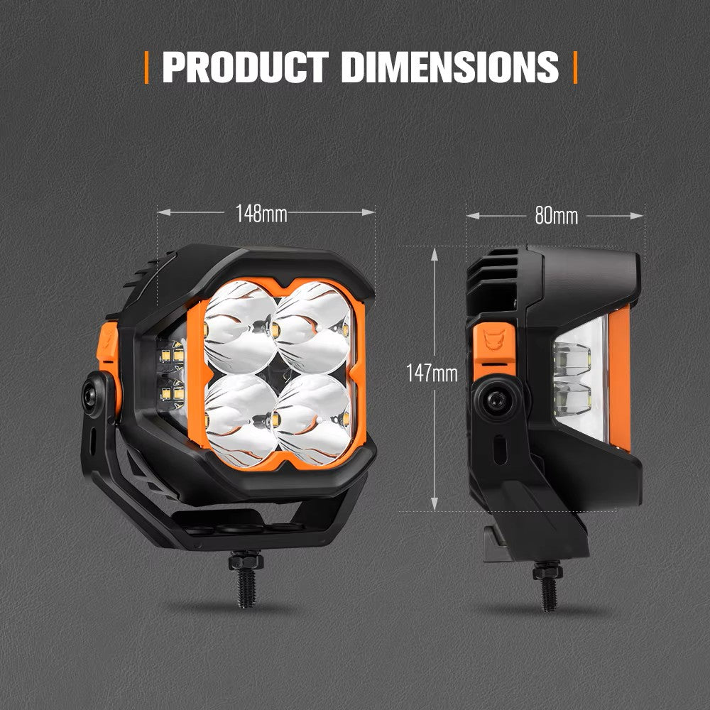 LIGHTFOX 5 Inch Combo Beam 90w Led Pod Light LED Work Light 4x4 Led Spot Light