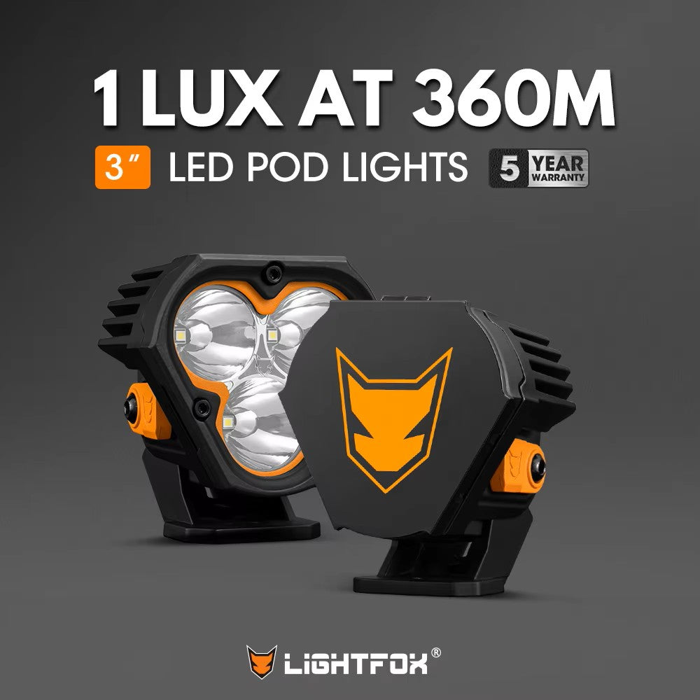 LIGHTFOX 3 Inch Combo Beam IP68 Waterproof 70w Led Pod Light LED