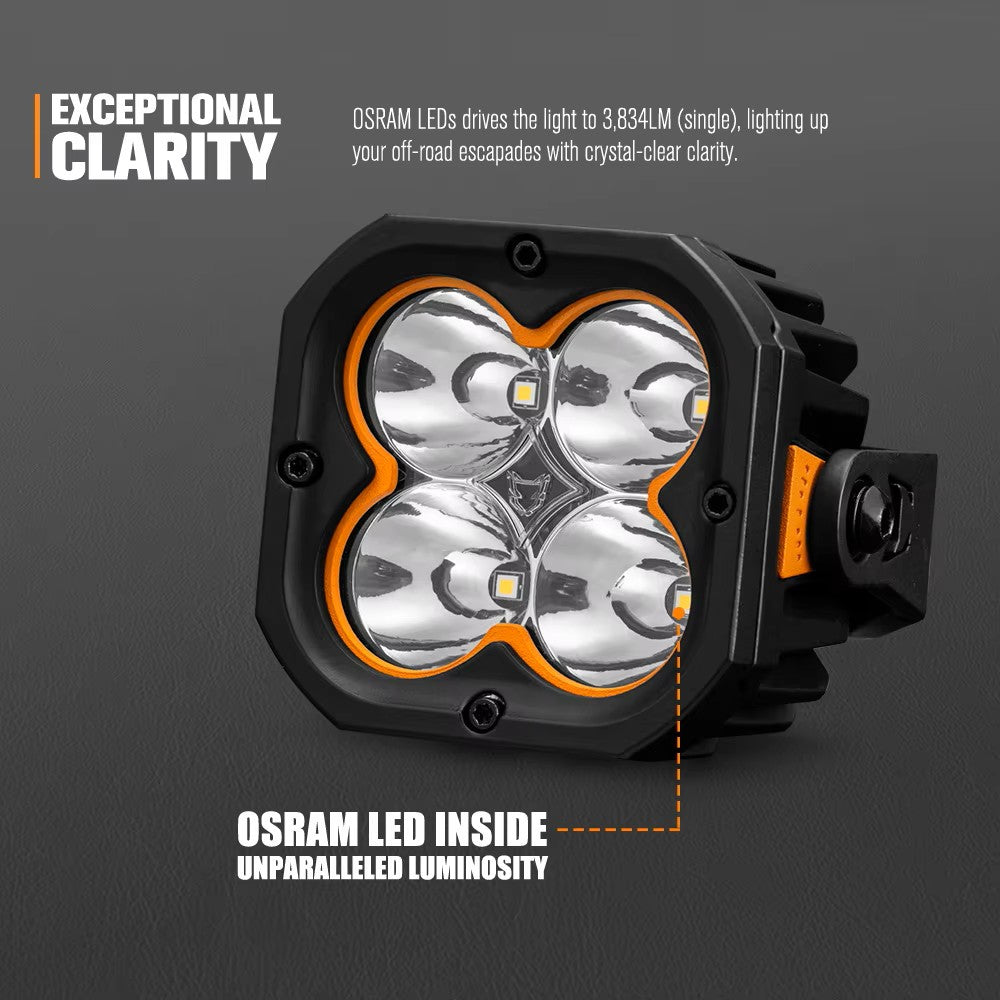 LIGHTFOX IP68 Waterproof 3 Inch Combo Beam 90w Led Pod Light LED Spot Light