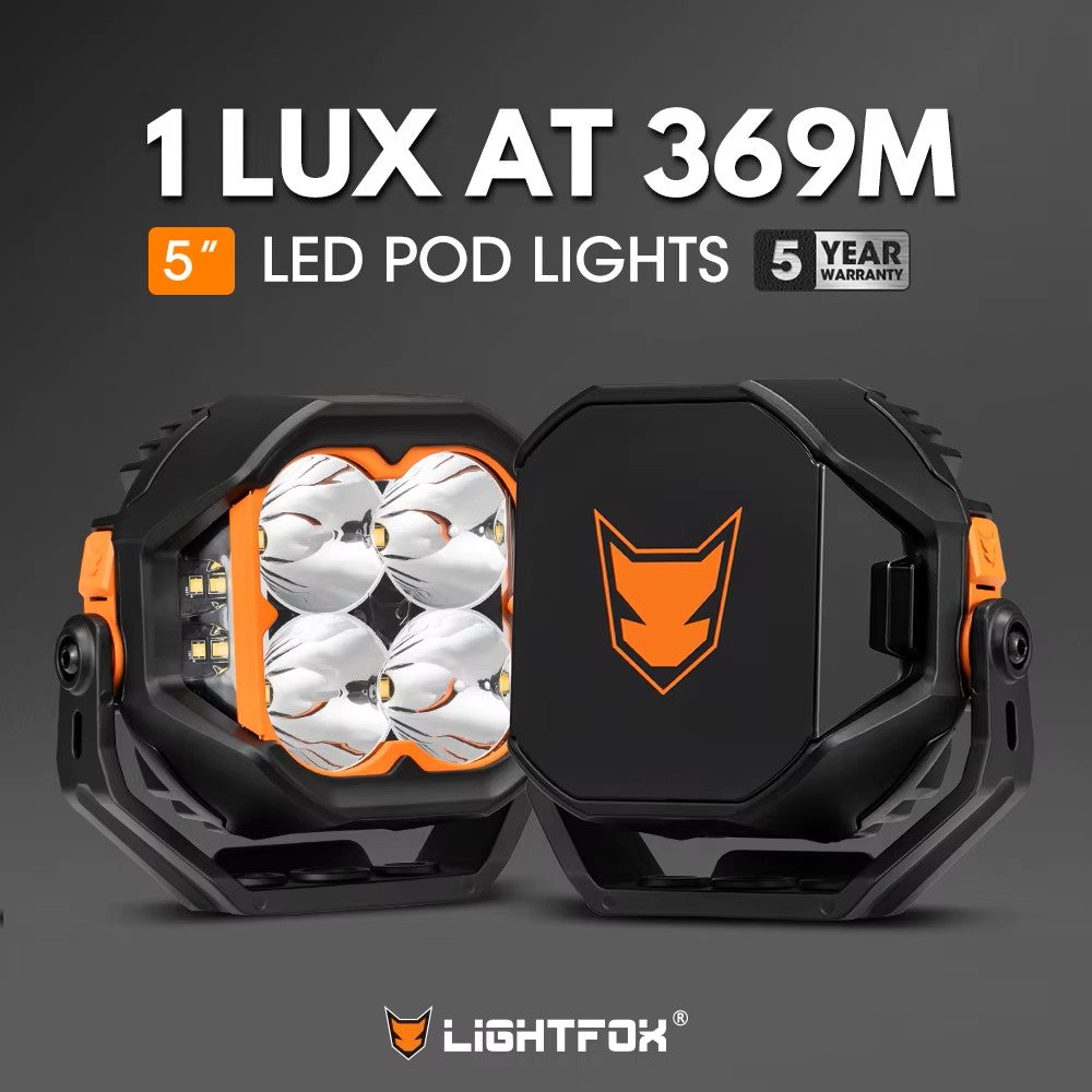 LIGHTFOX 5 Inch Combo Beam 90w Led Pod Light LED Work Light 4x4 Led Spot Light