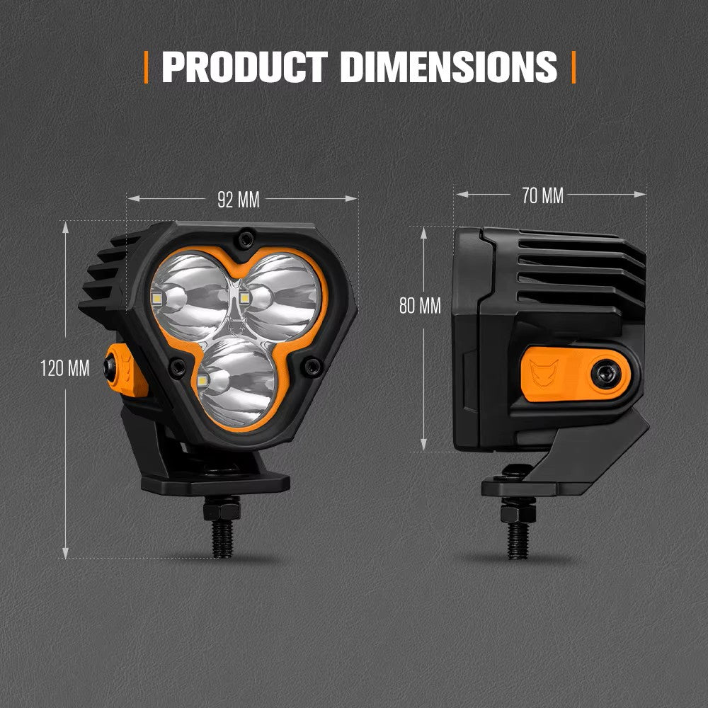 LIGHTFOX 3 Inch Combo Beam IP68 Waterproof 70w Led Pod Light LED
