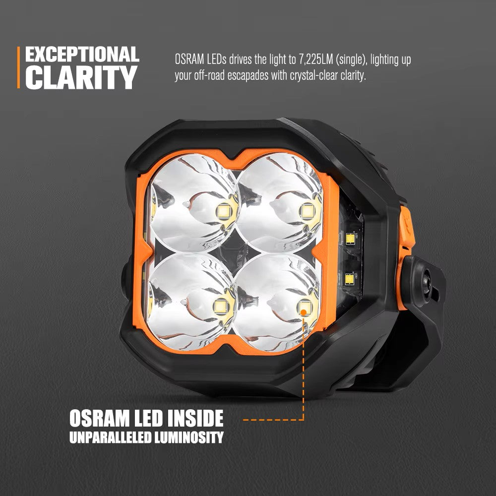 LIGHTFOX 5 Inch Combo Beam 90w Led Pod Light LED Work Light 4x4 Led Spot Light