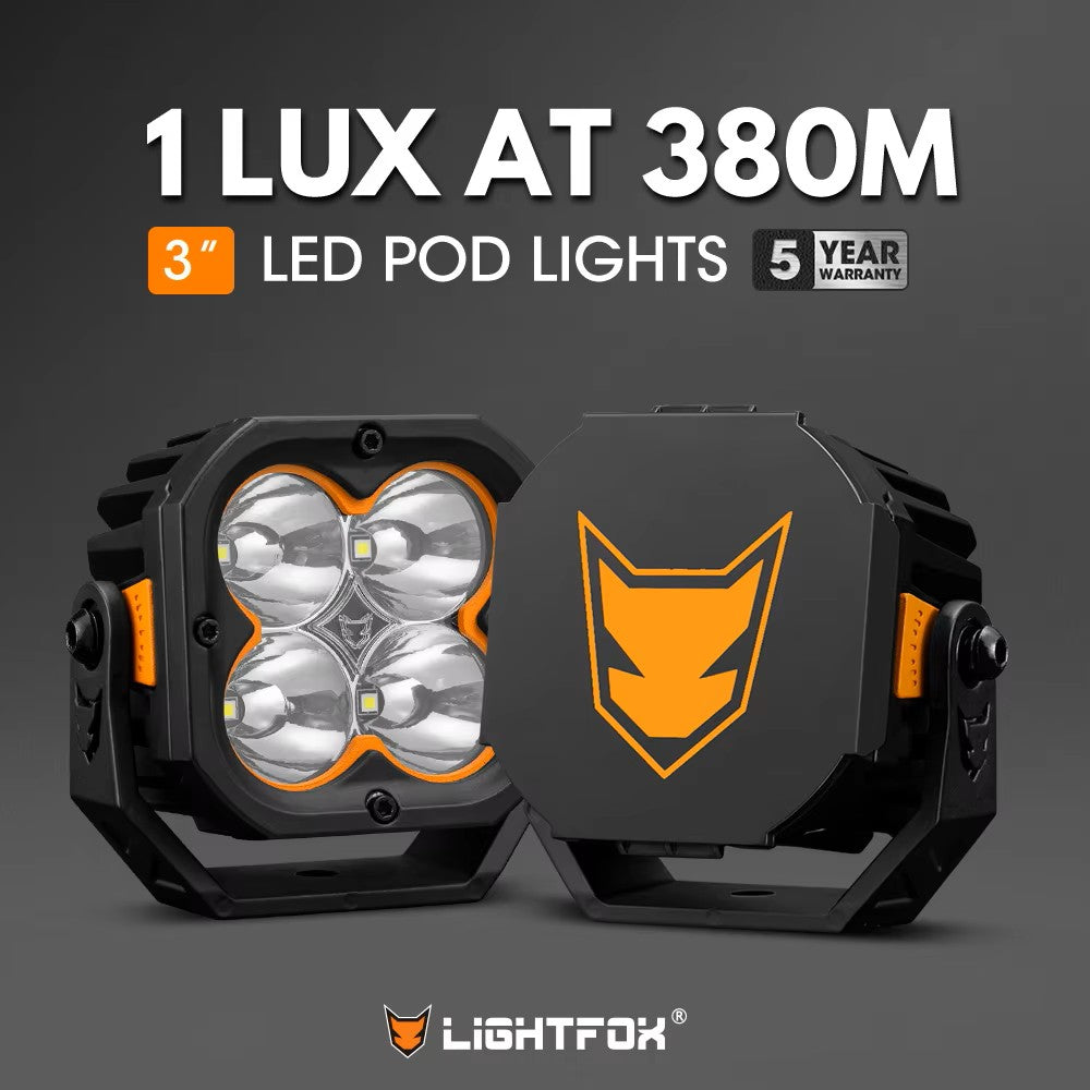 LIGHTFOX IP68 Waterproof 3 Inch Combo Beam 90w Led Pod Light LED Spot Light