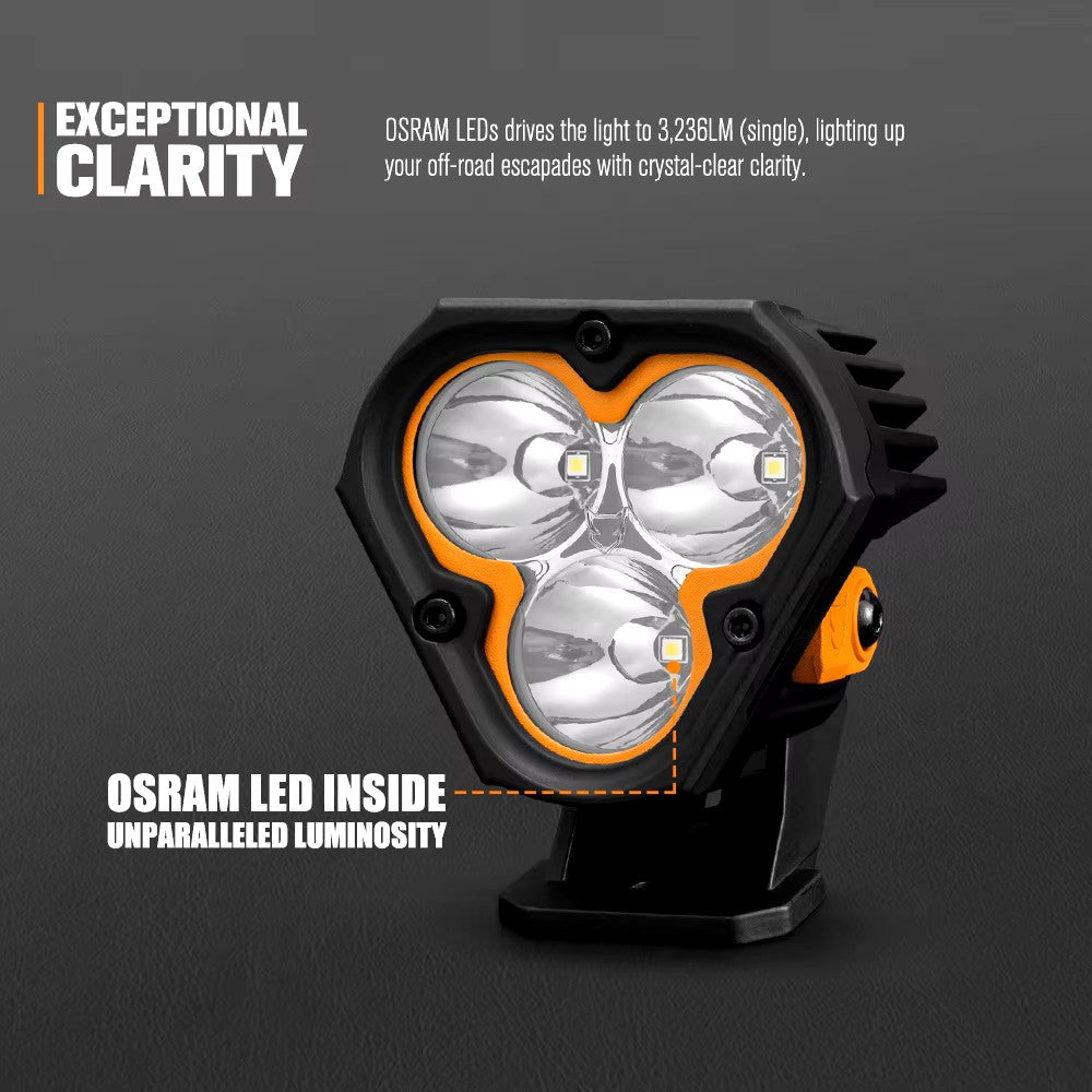 LIGHTFOX 3 Inch Combo Beam IP68 Waterproof 70w Led Pod Light LED