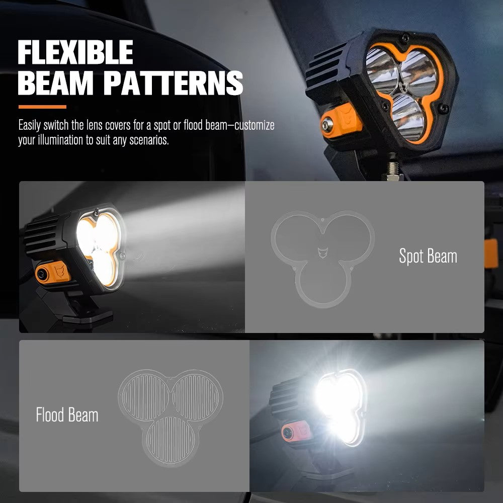 LIGHTFOX 3 Inch Combo Beam IP68 Waterproof 70w Led Pod Light LED