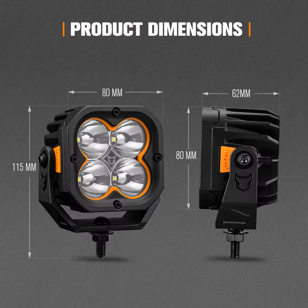 LIGHTFOX IP68 Waterproof 3 Inch Combo Beam 90w Led Pod Light LED Spot Light