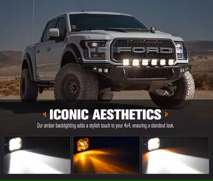 LIGHTFOX 5 Inch 50w Auxiliary Offroad Assembly Cube Led Pod Light Combo Beam LED