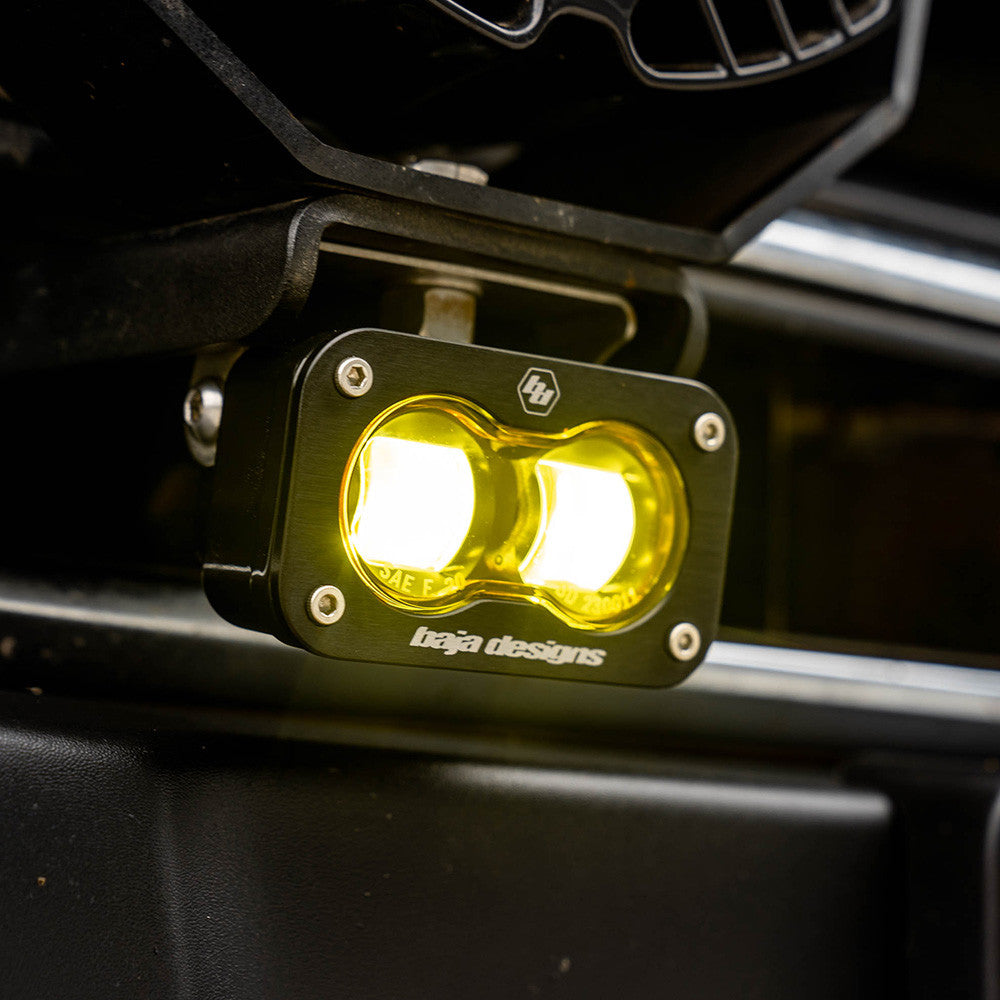 Cubierta de ventilación LED para Toyota Tundra 2022 (negro mate ASA) Baja Designs S2 + Par de luces negras SAE Baja Designs S2