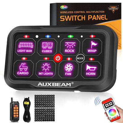8 Gang (AC-800) RGB Switch Panel with APP&Remote Control, Toggle/ Momentary/ Pulsed Mode Supported(One-Side Output)