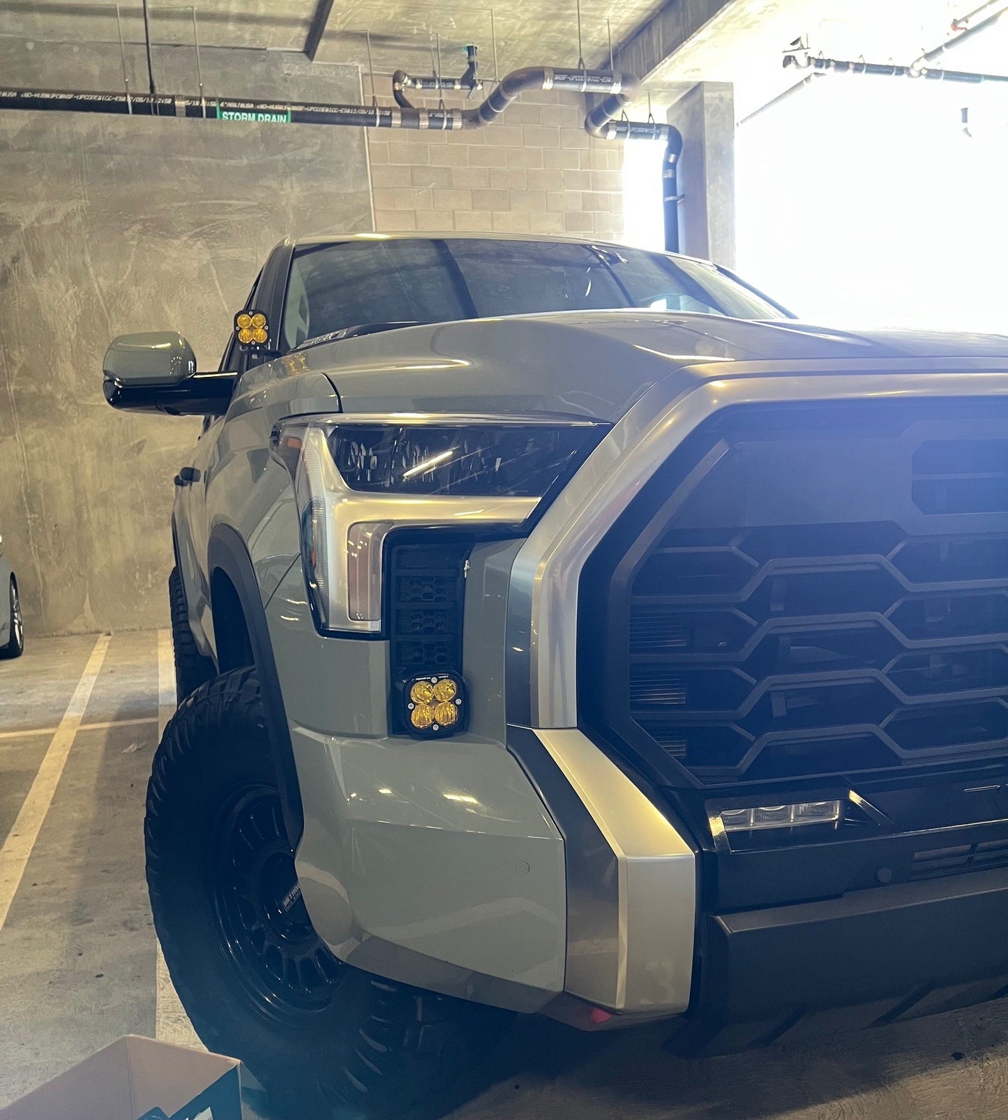 +2022 Toyota Tundra Led vent cover (ASA Matte Black) + Baja Designs Squadron Sport