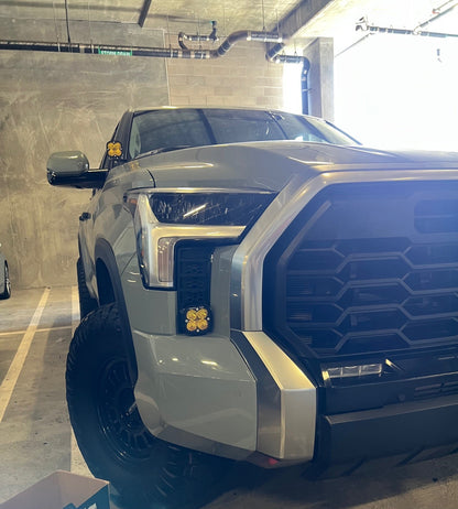 +2022 Toyota Tundra Led vent cover (ASA Matte Black) + Baja Designs Squadron Sport