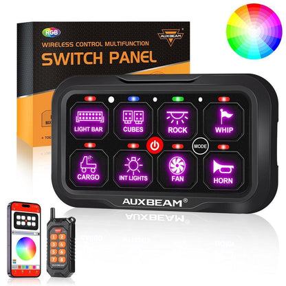 +2024 Tacoma/4Runner Switch panel mount (fit Auxbeam 8 Gang) + 8 Gang (AC-800) RGB