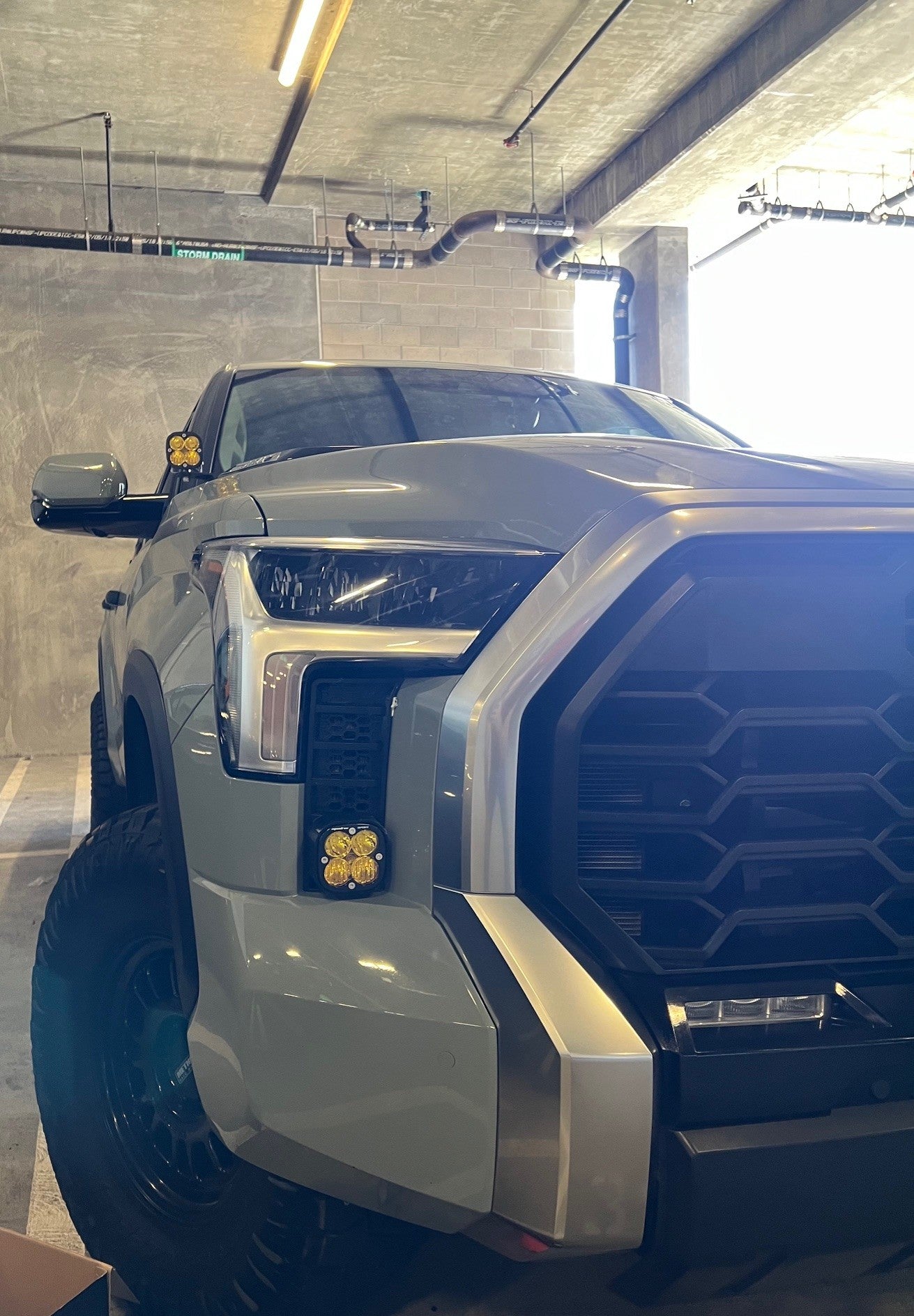 +2022 Toyota Tundra Led vent cover (ASA Matte Black) + Baja Designs Squadron Sport