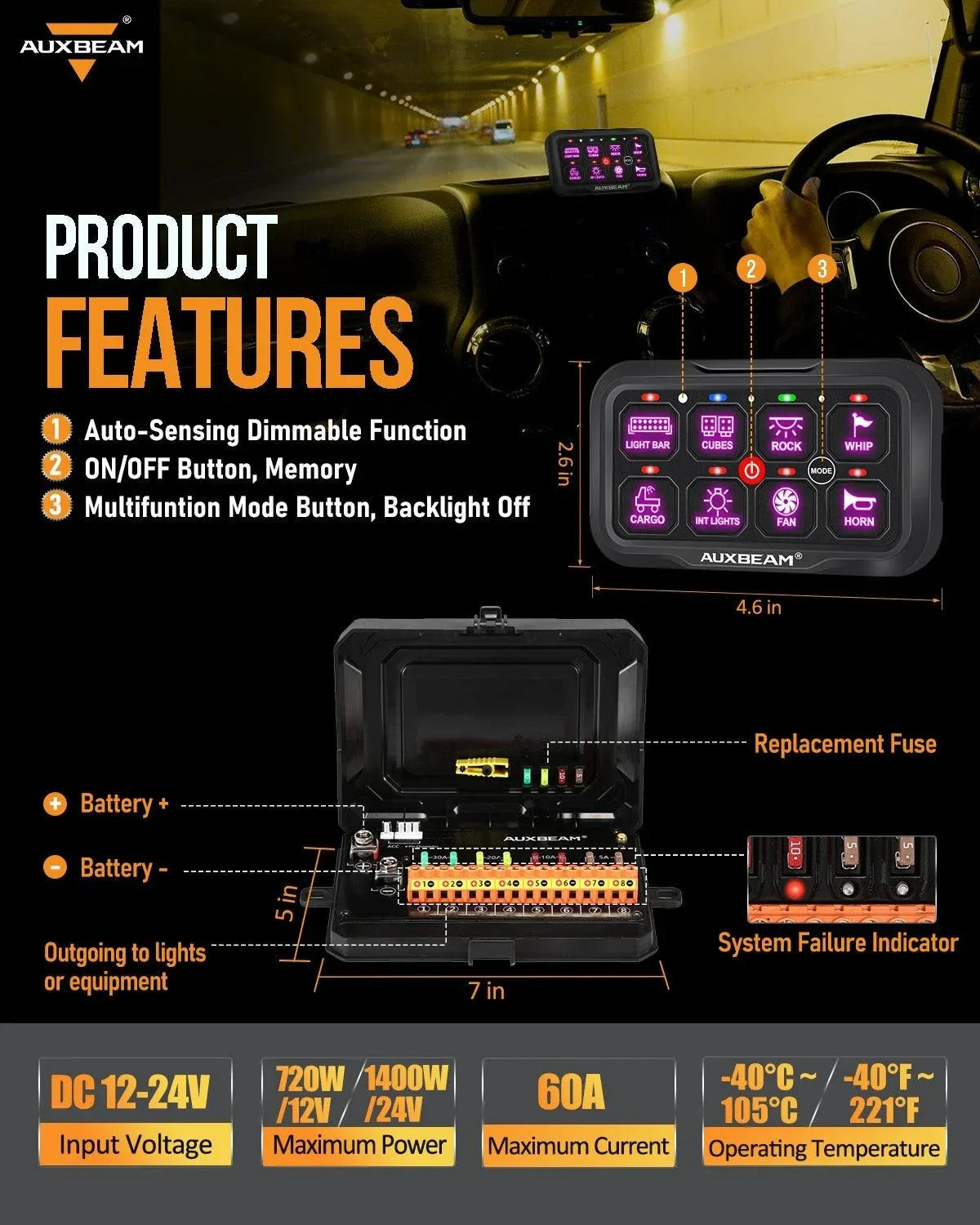 8 Gang (AC-800) RGB Switch Panel with APP&Remote Control, Toggle/ Momentary/ Pulsed Mode Supported(One-Side Output)