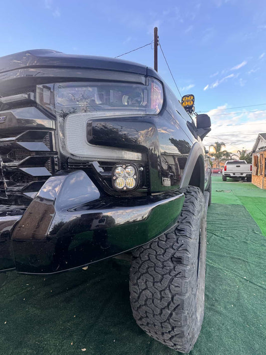 +2022 Silverado ZR2 Led vent cover (ASA Matte Black) + Baja Designs Squadron PRO