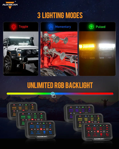+2024 Tacoma/4Runner Switch panel mount (fit Auxbeam 8 Gang) + AR Series 8 Gang (AR-820)