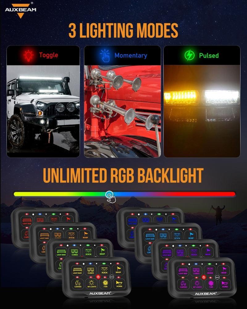 Panel de interruptores LED BC60 de 6 unidades, controlador de luces todoterreno (azul)