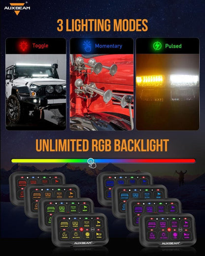 Panel de interruptores LED BC60 de 6 unidades, controlador de luces todoterreno (azul)