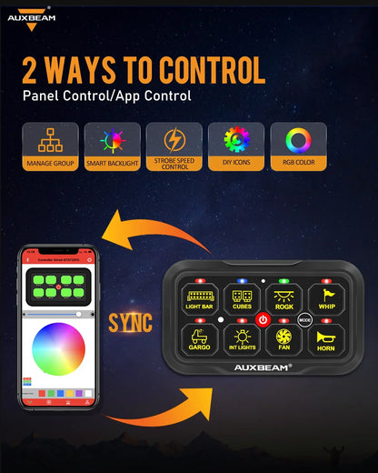 +2024 Tacoma/4Runner Switch panel mount (fit Auxbeam 8 Gang) + AR Series 8 Gang (AR-820)