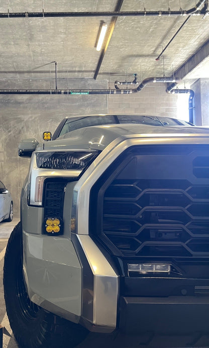 +2022 Toyota Tundra Led vent cover (ASA Matte Black) + Baja Designs Squadron Sport