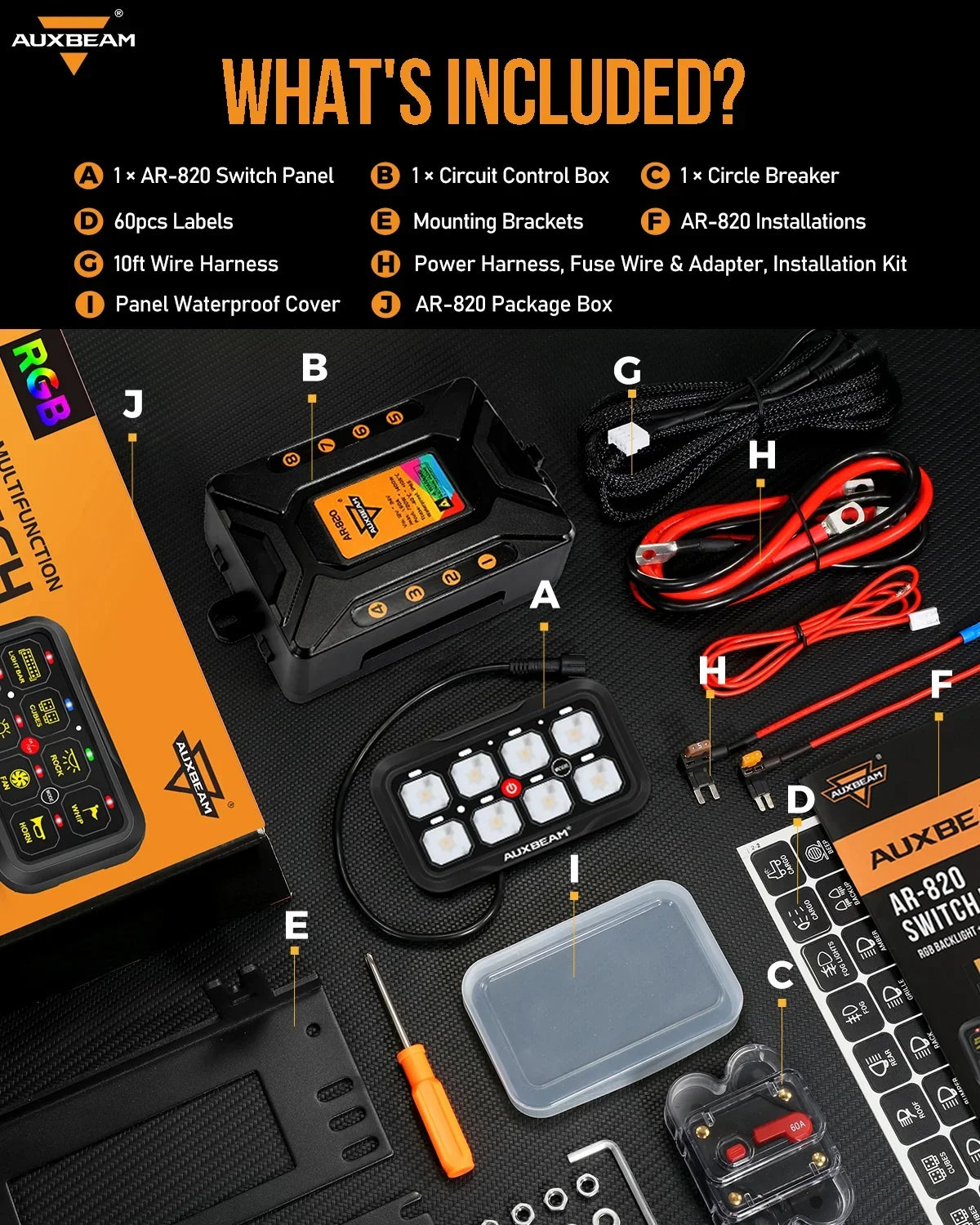 +2024 Tacoma/4Runner Switch panel mount (fit Auxbeam 8 Gang) + AR Series 8 Gang (AR-820)