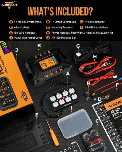 +2024 Tacoma/4Runner Switch panel mount (fit Auxbeam 8 Gang) + AR Series 8 Gang (AR-820)