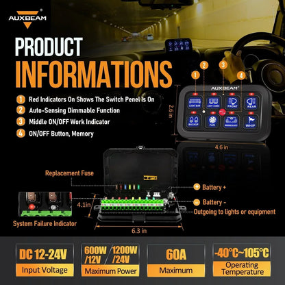 +2024 Tacoma/4Runner Switch panel mount (fit Auxbeam 8 Gang) + Single Series 8 Gang (BA80)