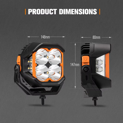 LIGHTFOX 5 Inch Combo Beam 90w Led Pod Light LED Work Light 4x4 Led Spot Light