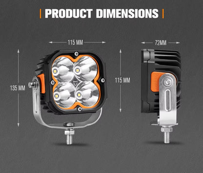 LIGHTFOX 5 Inch 50w Auxiliary Offroad Assembly Cube Led Pod Light Combo Beam LED