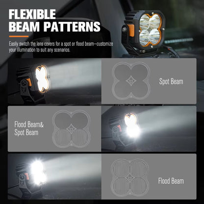 LIGHTFOX IP68 Waterproof 3 Inch Combo Beam 90w Led Pod Light LED Spot Light