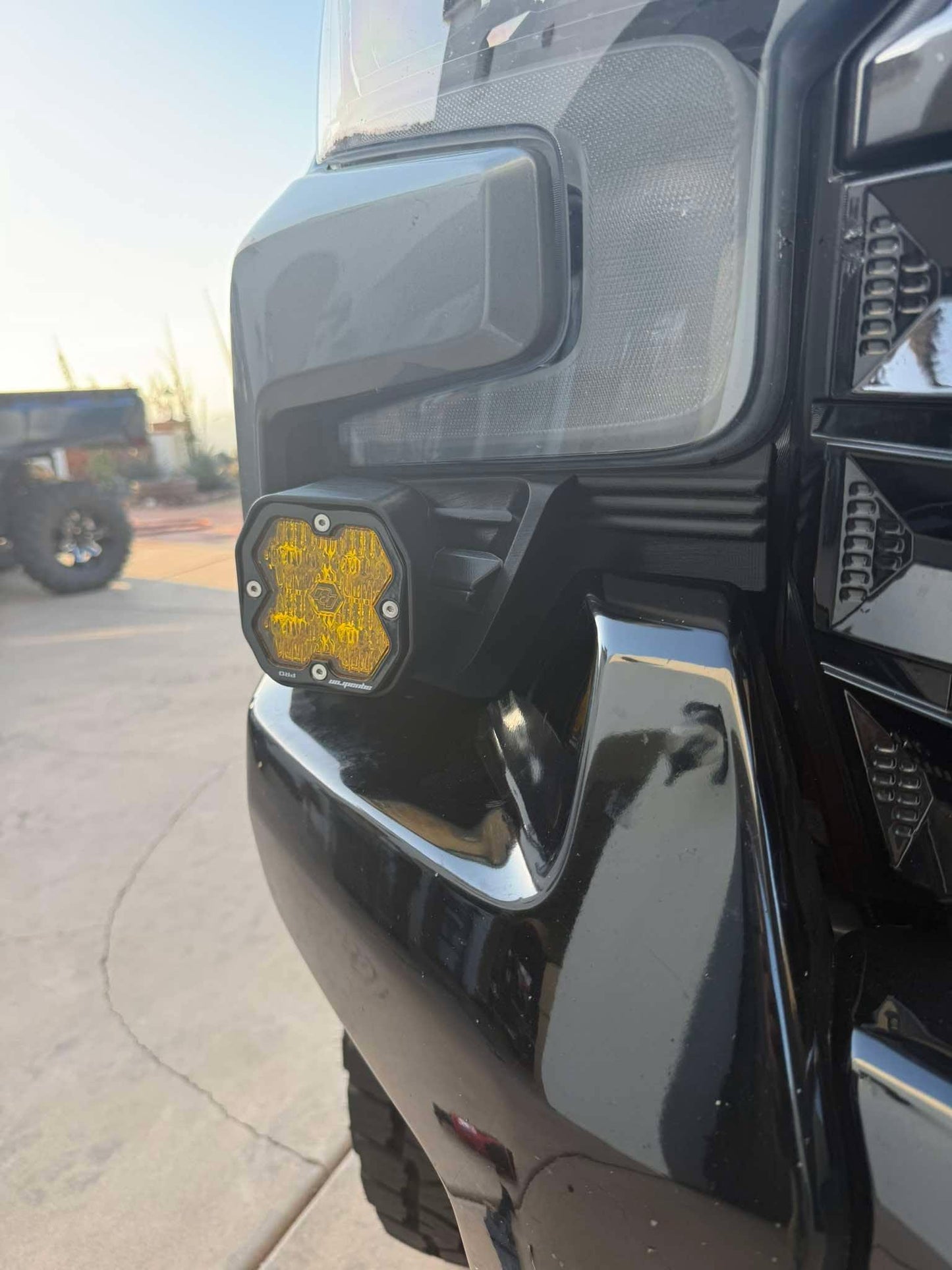 +2022 Silverado ZR2 Led vent cover (ASA Matte Black) + Baja Designs Squadron PRO 2.0