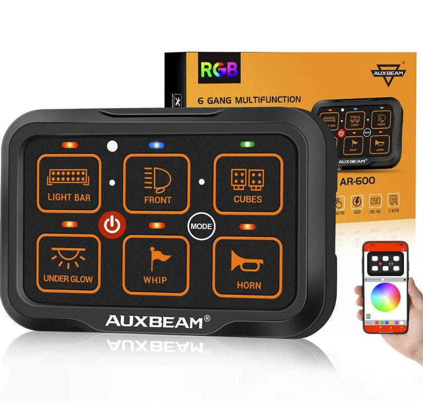 6 Gang LED Switch Panel, Off Road Light Controller RGB Series with APP