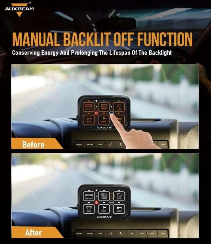 6 Gang LED Switch Panel, Off Road Light Controller RGB Series with APP