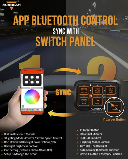 Panel de interruptores auxiliares USB-C Colorado/Canyon +2023 + Panel de interruptores LED AZULES de 6 unidades Auxbeam