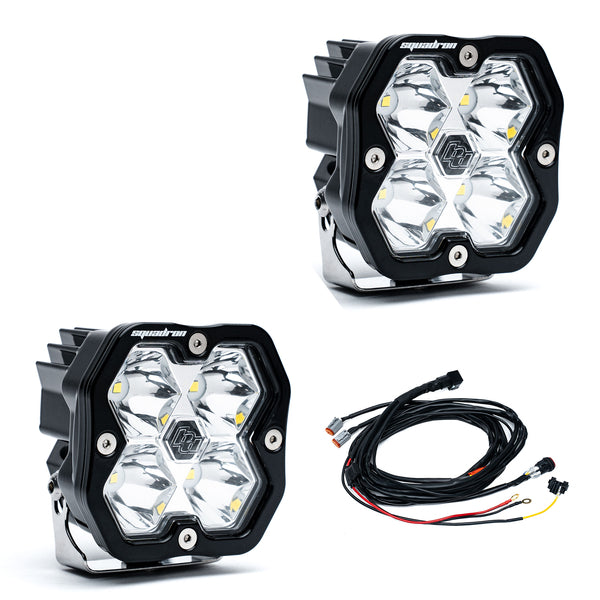 2019-2022 GMC Sierra 1500 Led vent cover (ASA Matte Black) + Baja Designs Squadron Sport 2.0