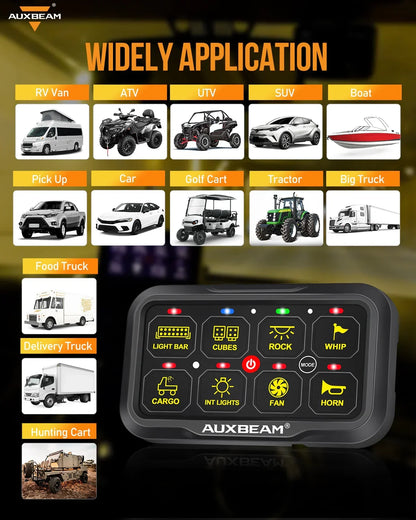 +2024 Tacoma/4Runner Switch panel mount (fit Auxbeam 8 Gang) + AR Series 8 Gang (AR-820)