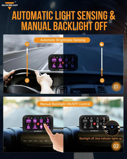 +2024 Tacoma/4Runner Switch panel mount (fit Auxbeam 8 Gang) + RC Series 8 Gang (RC-800)