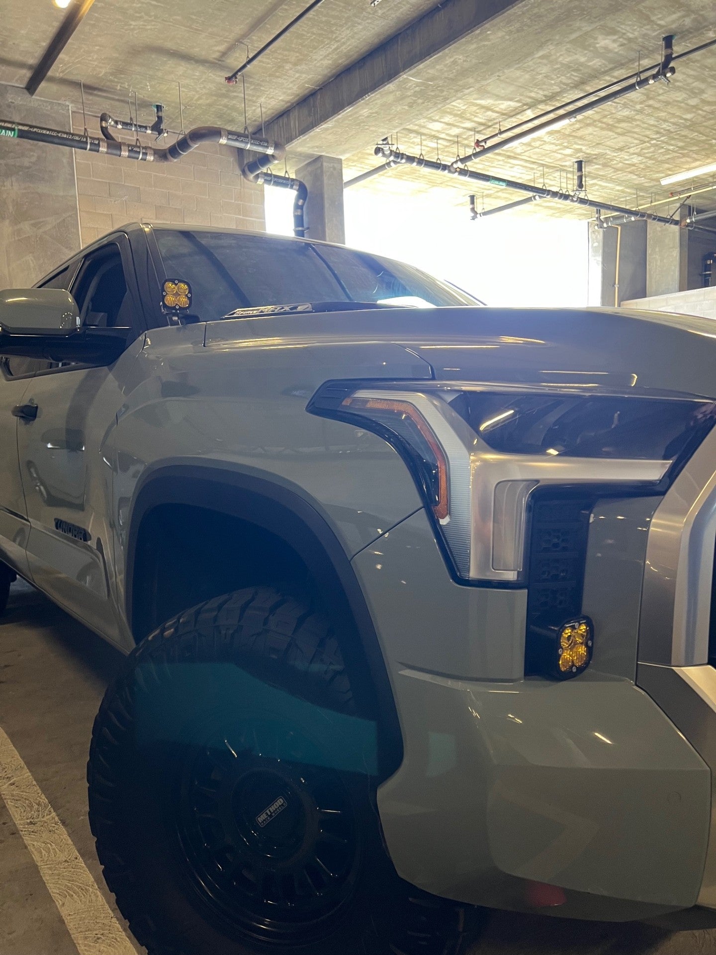 +2022 Toyota Tundra Led vent cover (ASA Matte Black) + Baja Designs Squadron Sport