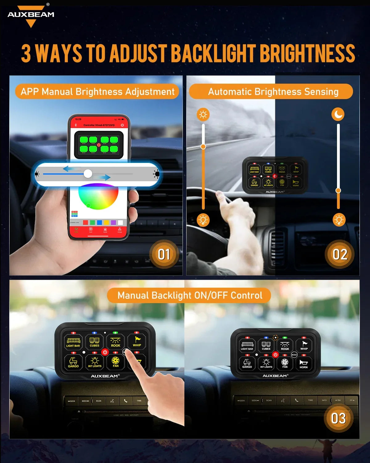 +2024 Tacoma/4Runner Switch panel mount (fit Auxbeam 8 Gang) + AR Series 8 Gang (AR-820)