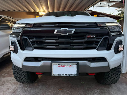 +2024 Colorado LT/TrailBoss vent cover (ASA Matte Black) + Squadron Sport 2.0 Black LED Auxiliary Light Pod Pair
