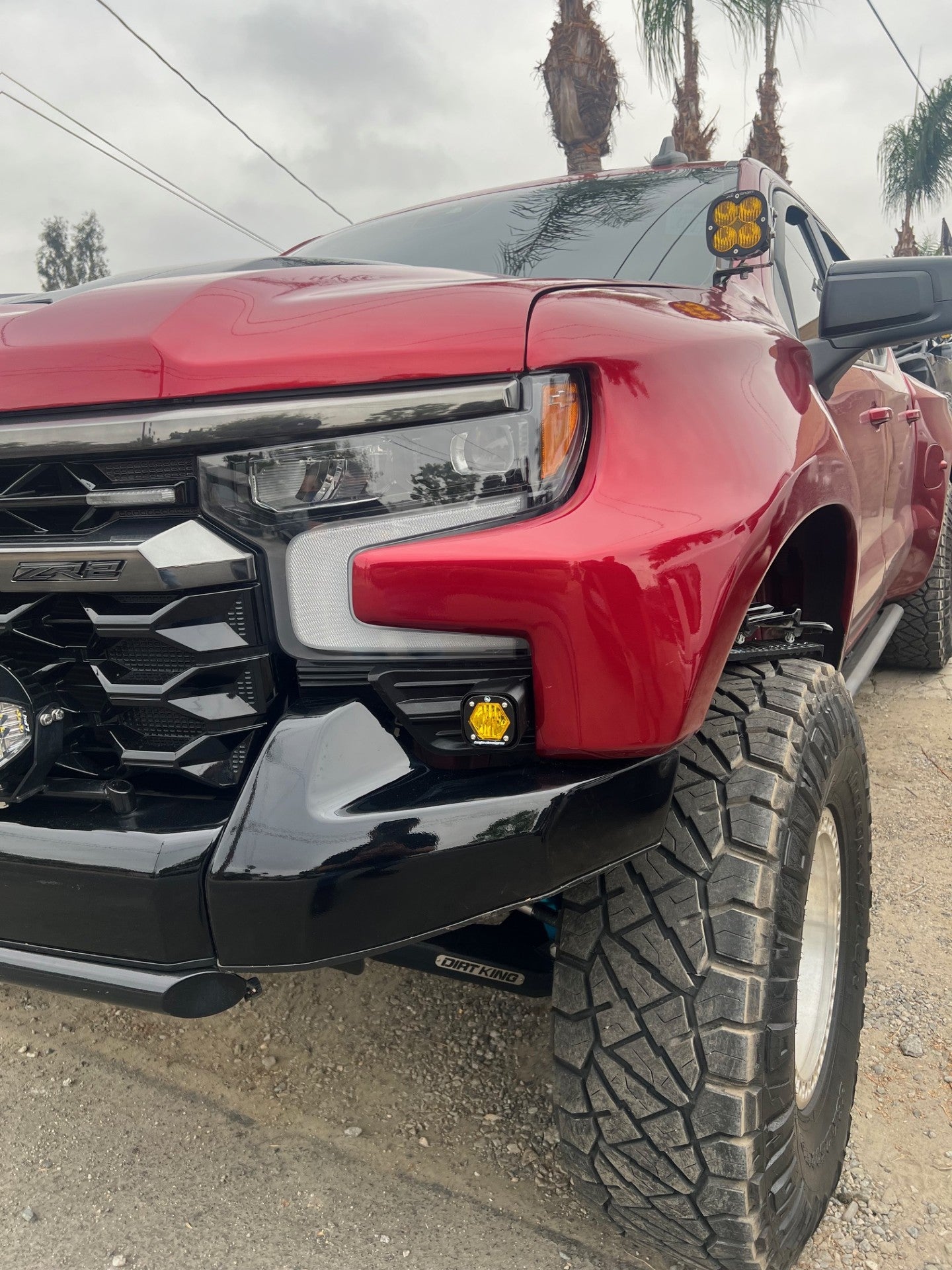 +2022 Silverado ZR2 Led vent cover (ASA Matte Black) + Baja Designs S1