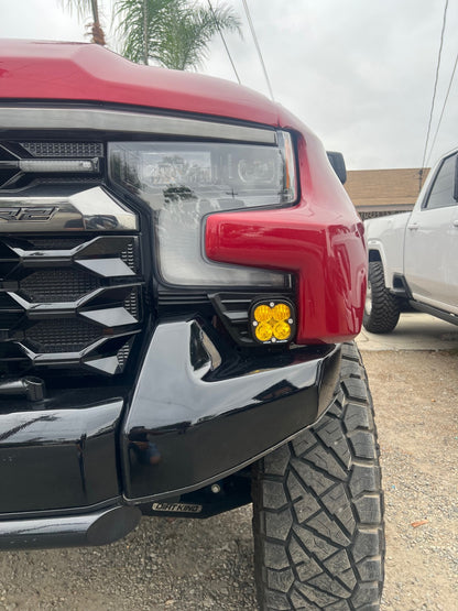 +2022 Silverado ZR2 Led vent cover (ASA Matte Black) + Baja Designs Squadron SAE