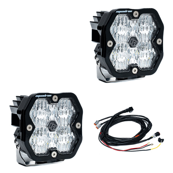 2019-2022 GMC Sierra 1500 Led vent cover (ASA Matte Black) + Baja Designs Squadron Sport 2.0