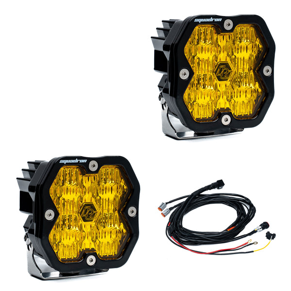 2019-2022 GMC Sierra 1500 Led vent cover (ASA Matte Black) + Baja Designs Squadron Sport 2.0